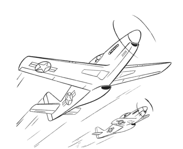 Fighter Aircraft Drawings amd Coloring Sheets P51 Mustang